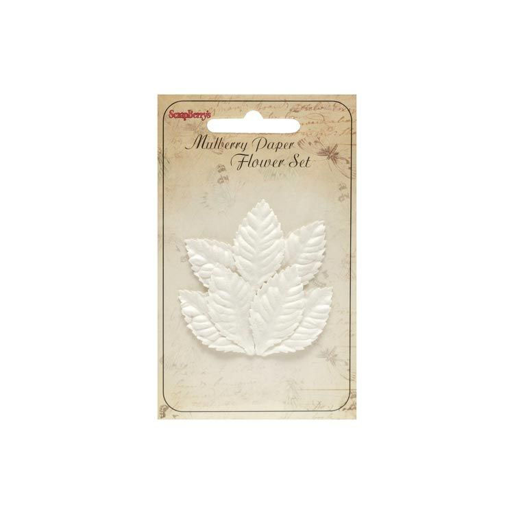 Набор листочков Scrapberrys,листья розы малые БЕЛЫЕ