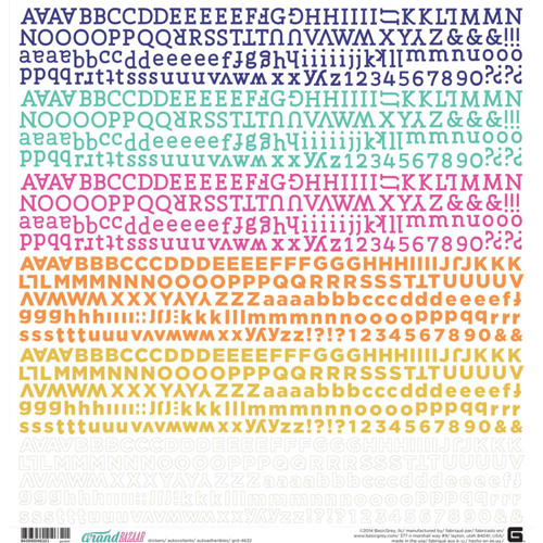 Картонные наклейки с алфавитом Basic Grey "Grand Bazaar" 30х30 см