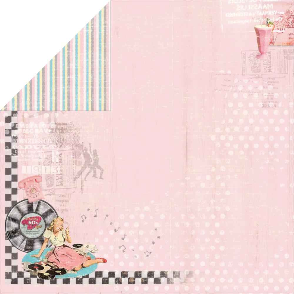 Двусторонняя бумага Fabscraps "Milkshake Chic", Strawberry (Fab49)