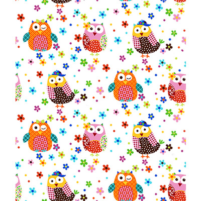 Ткань лоскутная 50 х 55 см "4506", цветные совы
