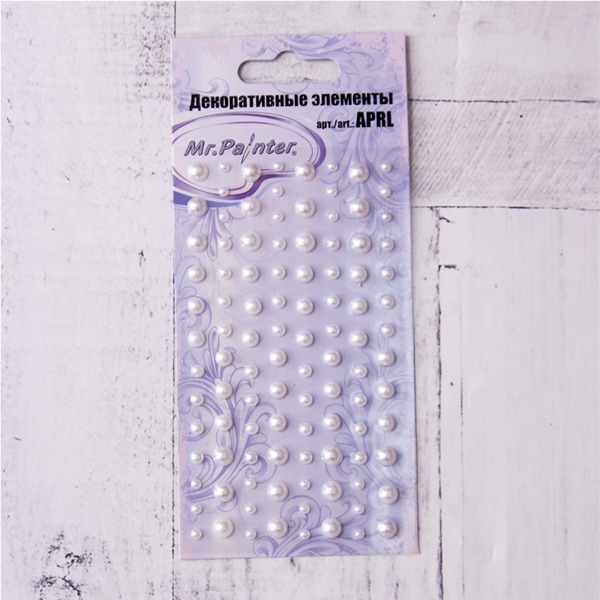 Набор самоклеющихся полубусин MrPainter , белые