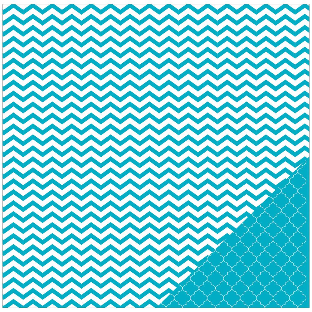 Двусторонняя бумага для скрапбукинга American Crafts "Aqua Chevron" (AC63)