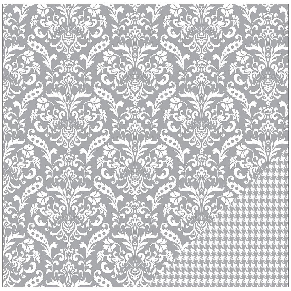 Двусторонняя бумага для скрапбукинга American Crafts "Gray Damask" (AC68)