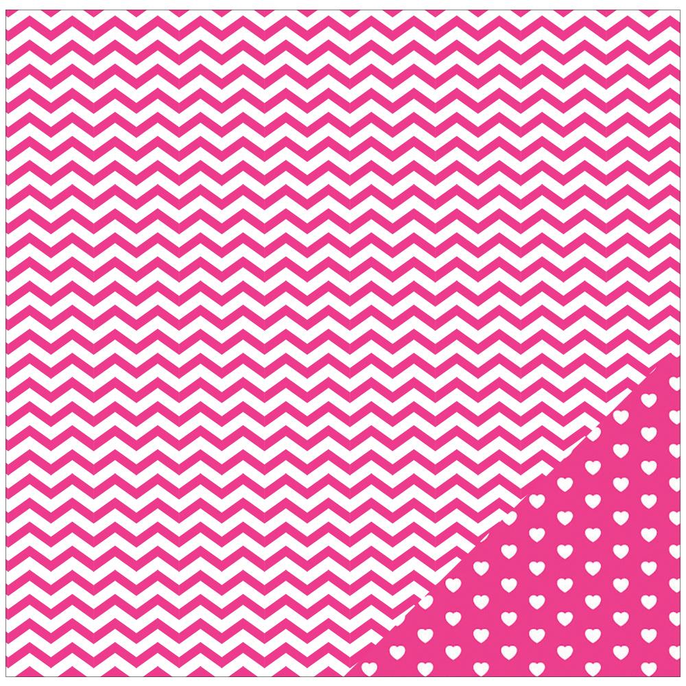 Двусторонняя бумага для скрапбукинга American Crafts "Pink Chevron" (AC76)