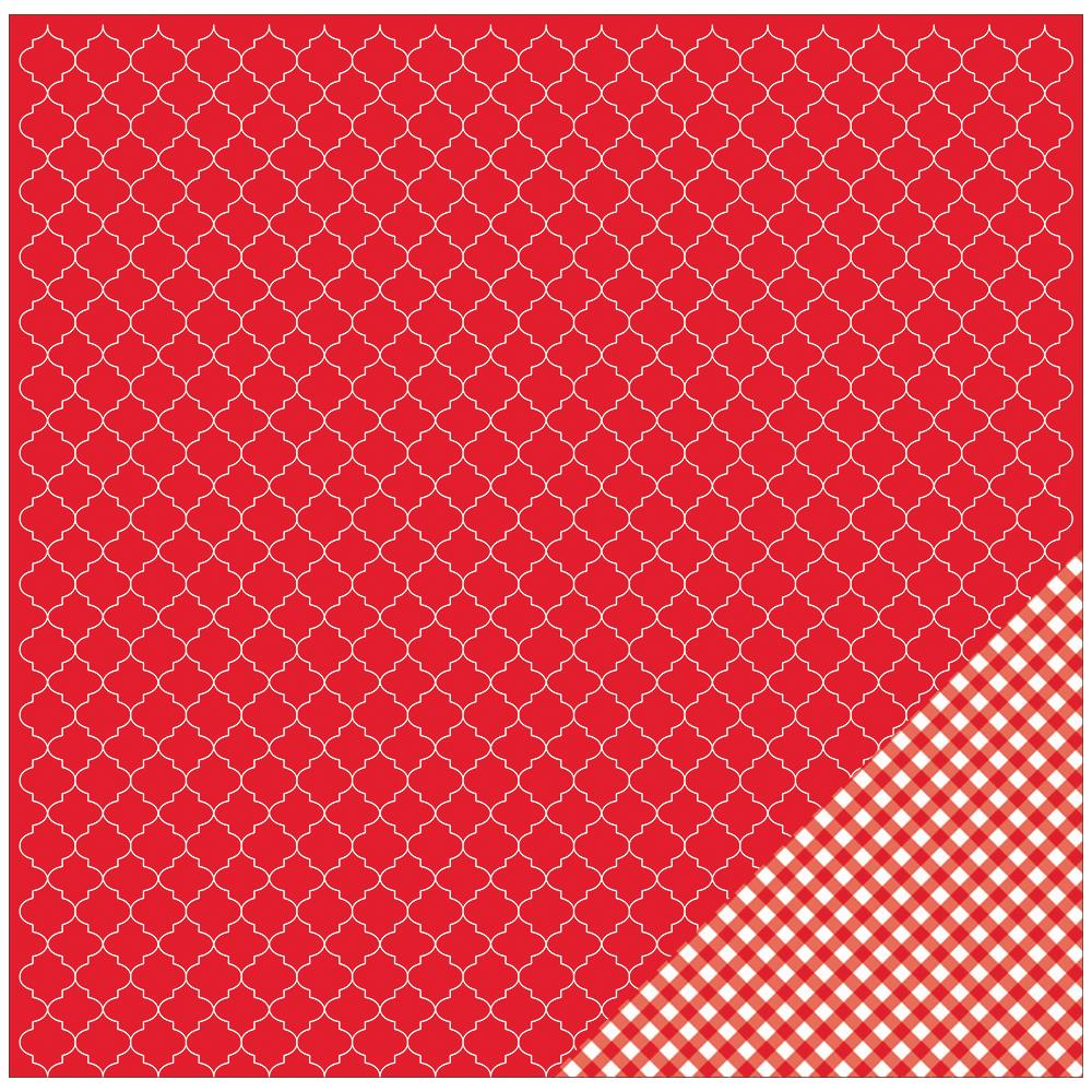 Двусторонняя бумага для скрапбукинга American Crafts "Red Quatrefoil" (AC77)