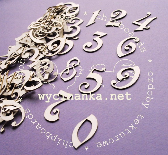 Вырубные элементы из чипборда "Цифры резные 10 штук",(63)