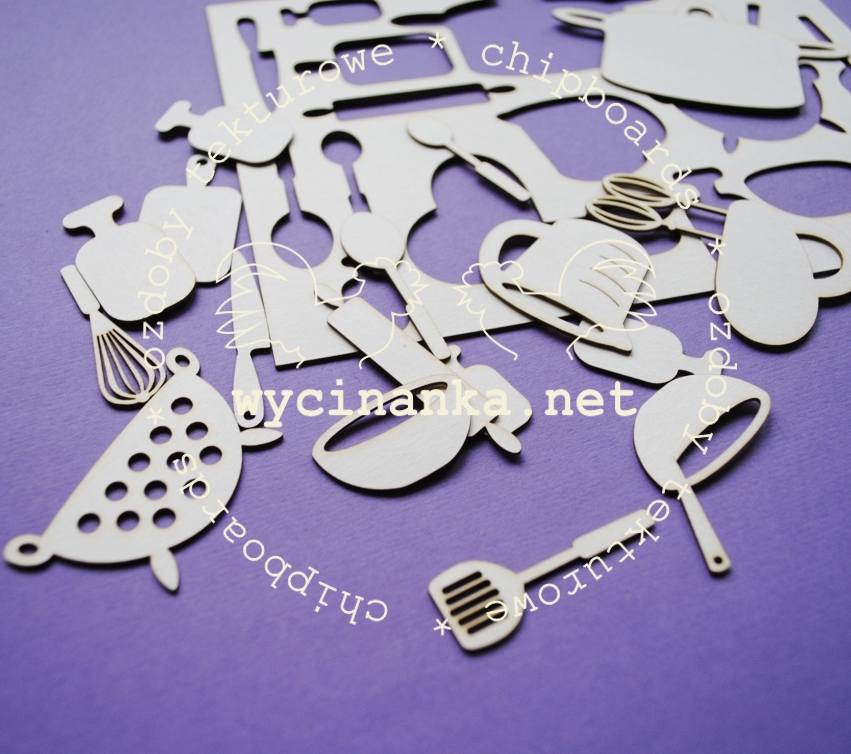 Вырубные элементы из чипборда "Очень вкусно!", кухонная утварь (209)