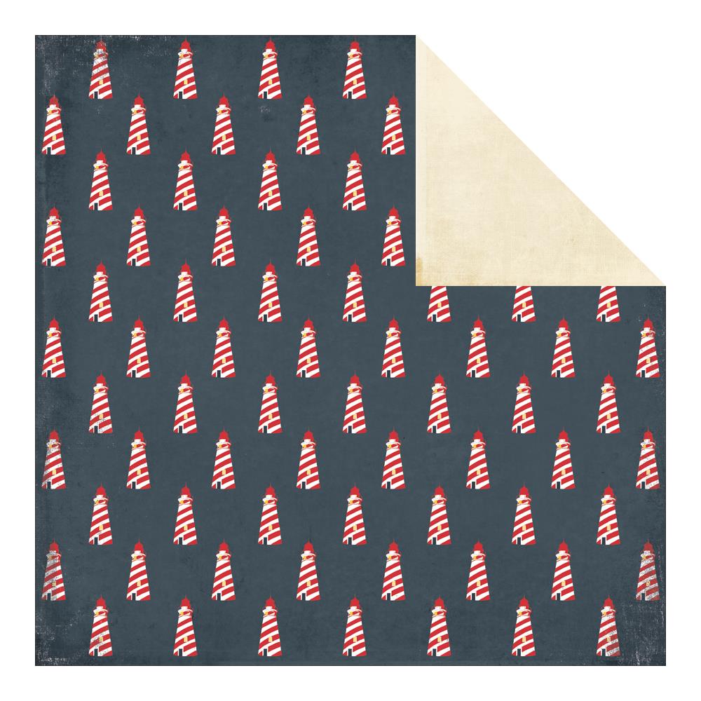 Двусторонняя бумага для скрапбукинга Fancy Pants "Nautical",Lighthouse (FP107)