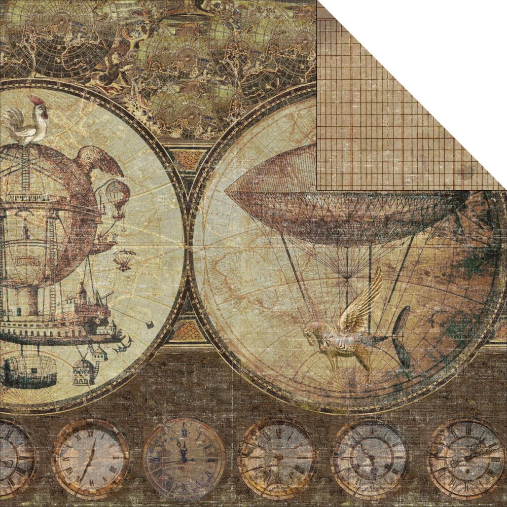 Двусторонняя бумага Fabscraps "Gentlemen's Club" Airships (Fab64)