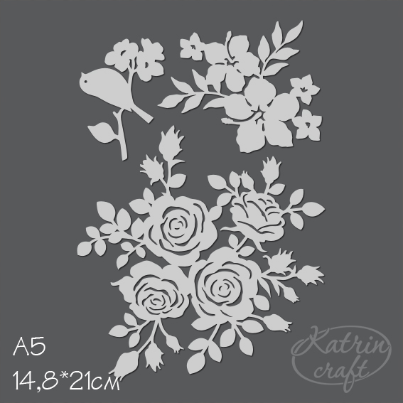 Маска Katrin craft А5 "Розы плетистые и гибискус"
