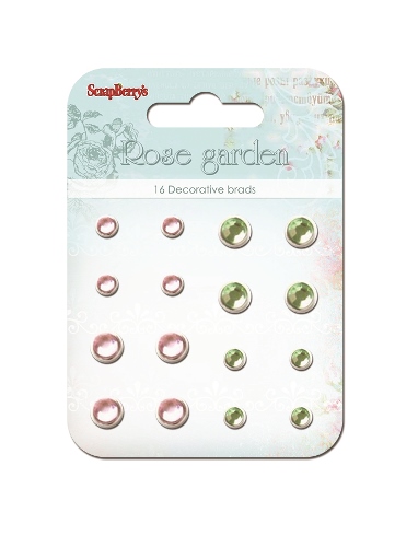 Набоh брадс с хрусталиком Scrapberrys "Розы", зеленый, розовый