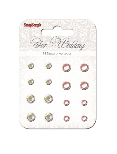 Набоh брадс с хрусталиком Scrapberrys "Свадьба", белый, розовый