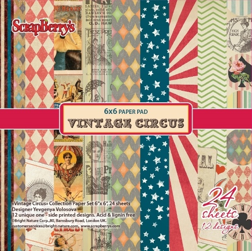 Набор бумаги 15 х 15 см Scrapberrys "Старый цирк"