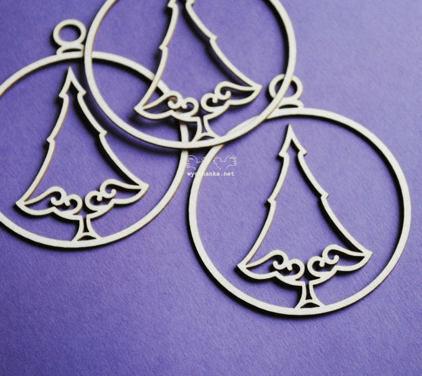 Вырубные элементы из чипборда "Ёлочные украшения с ёлкой" (394)