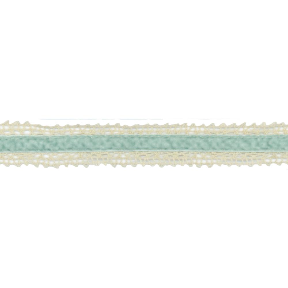 Кружево с вельветовой лентой May Arts, бежевый с голубым