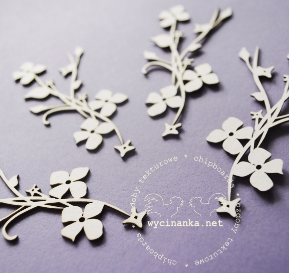 Вырубные элементы из чипборда "Веточки с цветочками"(43)