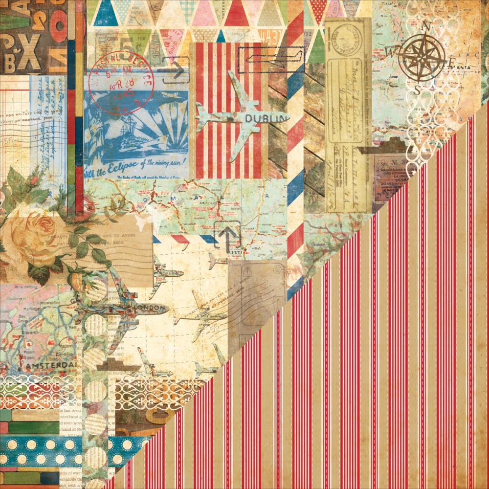 Двусторонняя бумага Bazzill "World Wide" ,Ephemera (Baz13)