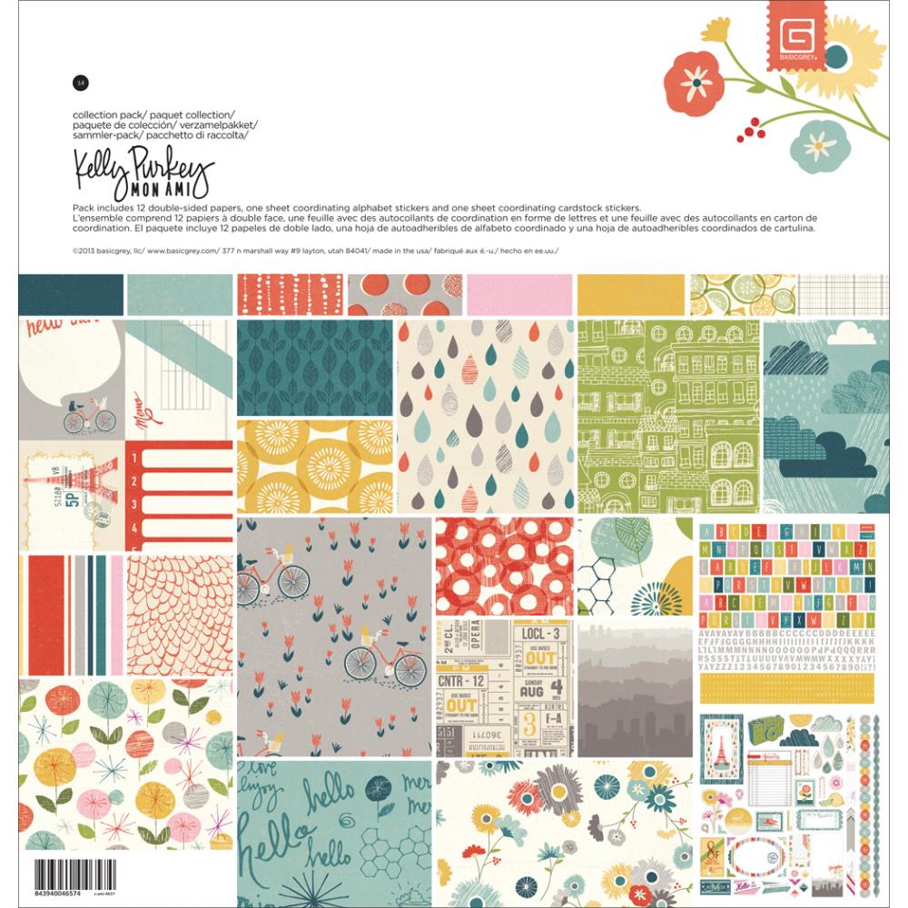 Набор бумаги 30х 30 см Basic Grey "Mon Ami"