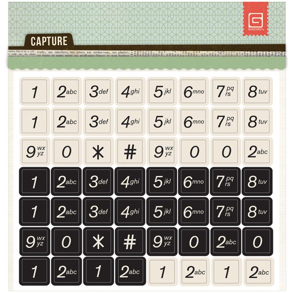 Наклейки из чипборда Basic Grey "Capture",цифры