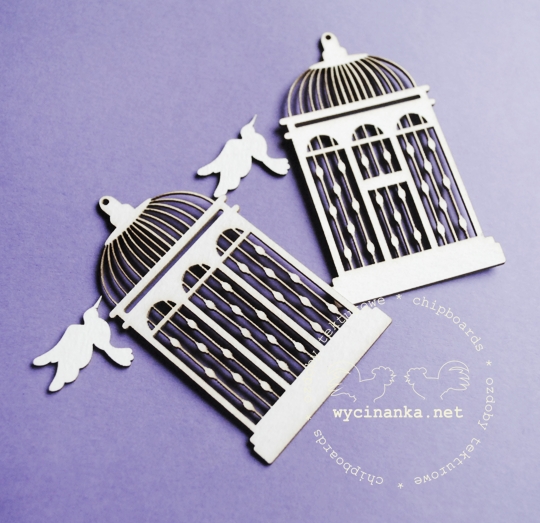 Вырубные элементы из чипборда "Ретро", маленькие птичьи клетки