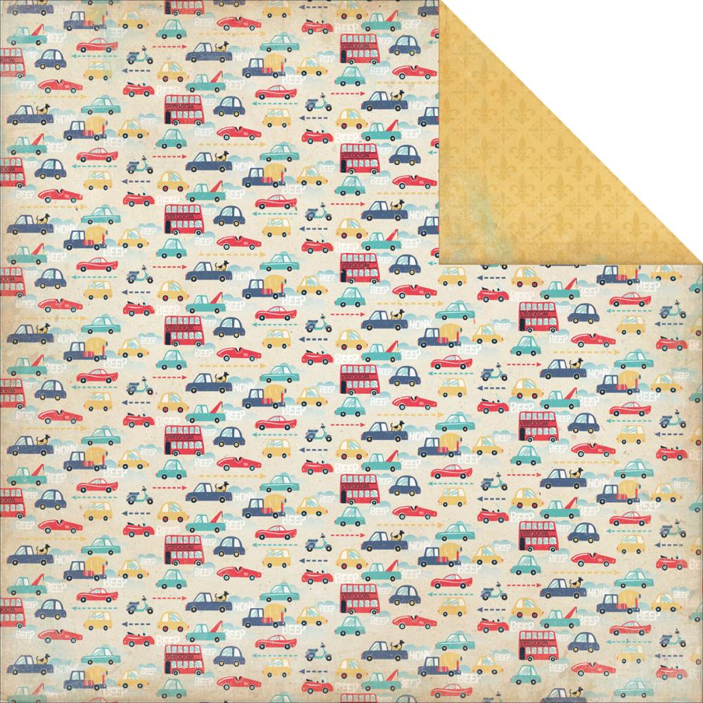 Двусторонняя бумага Carta Bella "Rough & Tumble"Vroom, Vroom (CBL30)