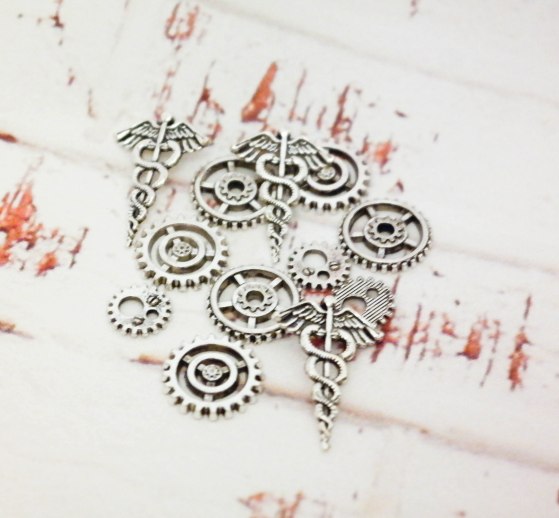 Набор декоративных шестерёнок "Механика-Lite". Античное СЕРЕБРО.