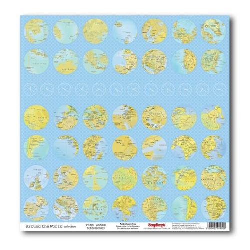 Бумага Scrapberrys "Вокруг Света", Часовые Пояса (SB165)