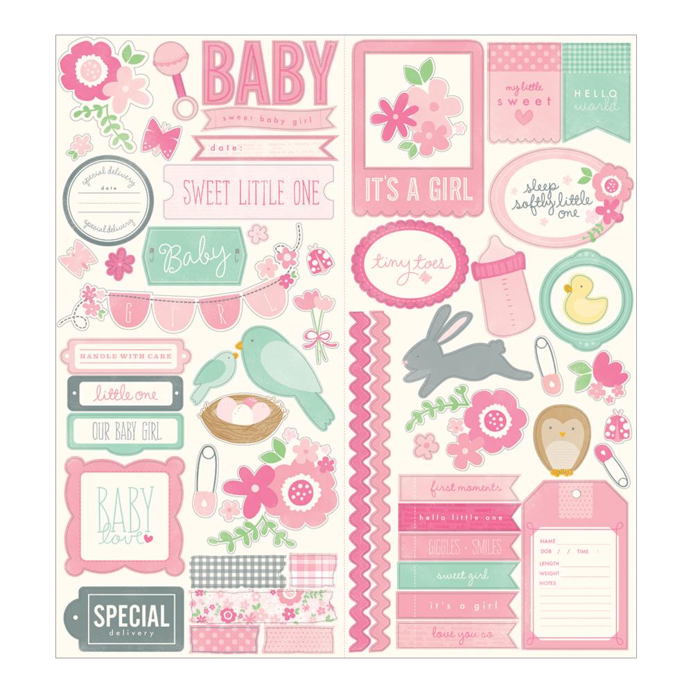 Картонные наклейки Pebbles "Special Delivery Girl" 15 х 30 см