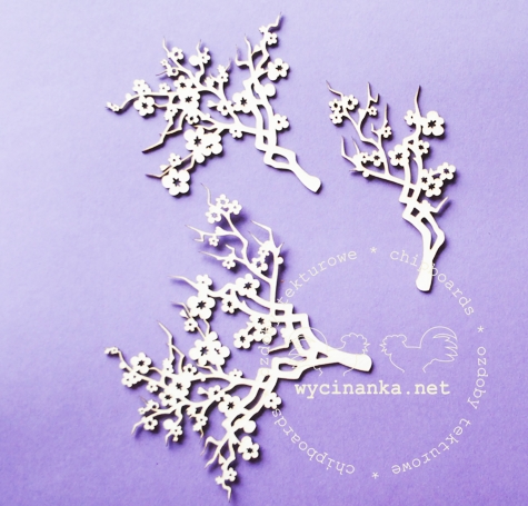 Вырубные элементы из чипборда "Вишнёвый цвет", декор (282)