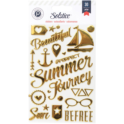 Эпоксидные наклейки Pink Paislee "Solstice", золотой