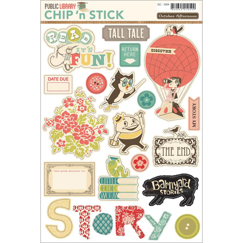 Наклейки из чипборда October Afternoon "Public Library"