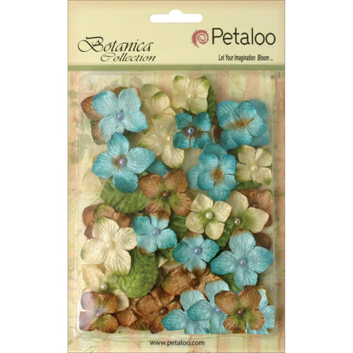 Набор вельветовых гортензий Petaloo " Floral",голубой