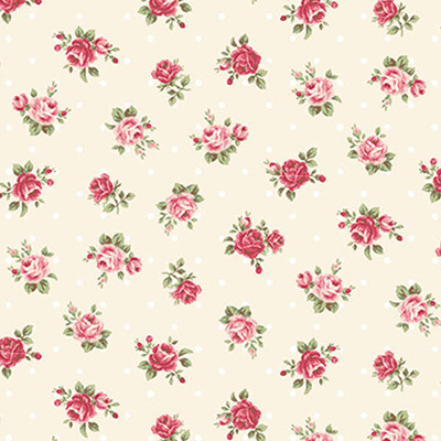 Ткань лоскутная 50 х 55 см "4523", мелкие цветы на кремовом