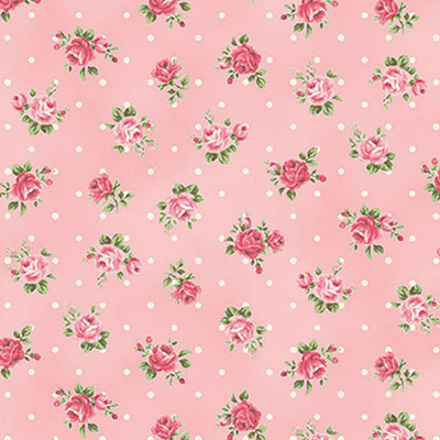 Ткань лоскутная 50 х 55 см "4523", мелкие цветы на розовый
