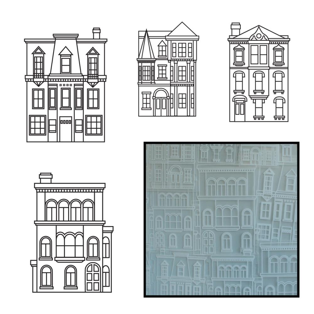 Набор вырубки из кальки Maya Road "Город", белый