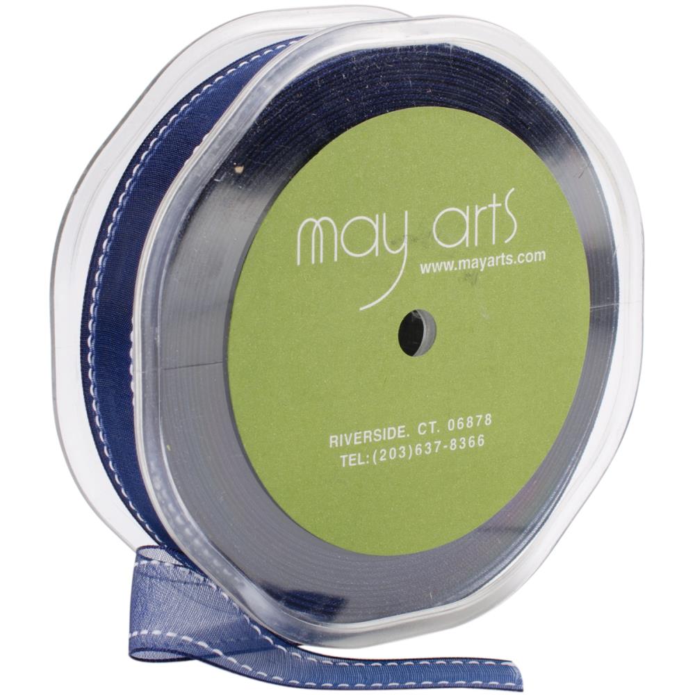 Лента May Arts прозрачная с прострочкой. Цвет синий