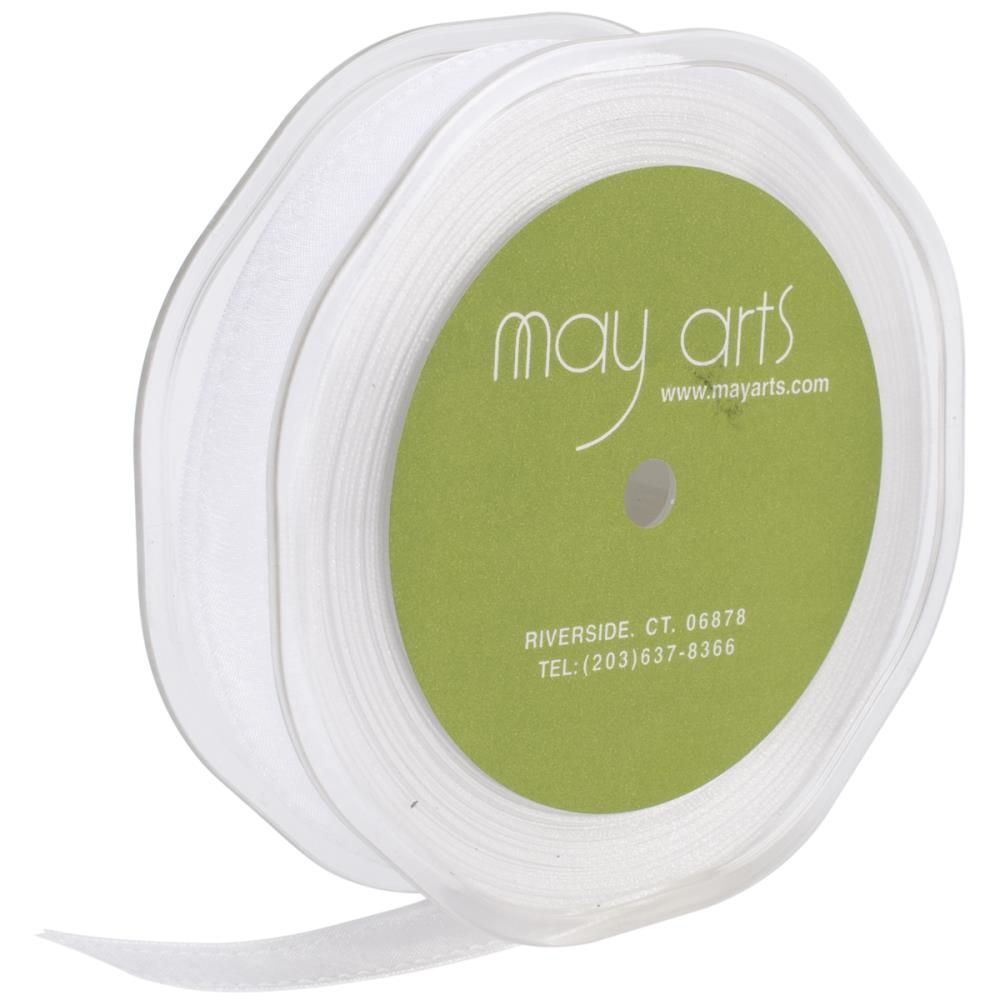Лента May Arts прозрачная с прострочкой. Цвет белый