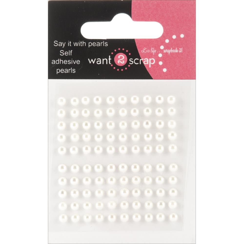 Самоклеющиеся половинки бусин Want2scrap 3 мм, цвет белый