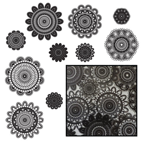 Вырубка из кальки Maya Road "Винтажные салфетки", цвет чёрный