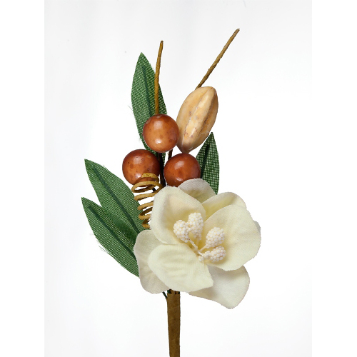 Тканевый букетик Scrapberrys, цвет кремовый c ,бусинами