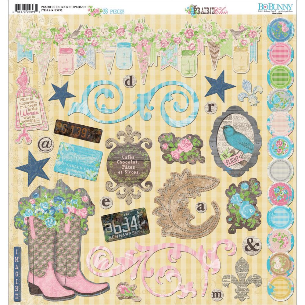 Вырубка из чиборда BoBunny "Prairie chic" 30 х 30 см