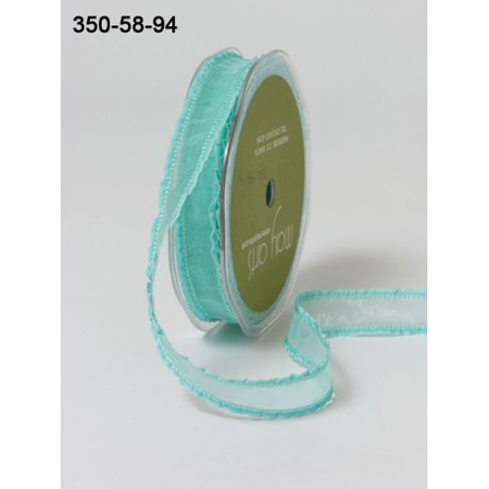 Лента May Arts прозрачная с ажурным краем. Цвет бирюзовый.