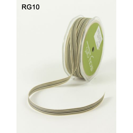 Лента May Arts репсовая в полоску, цвет бежево-чёрный