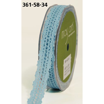 Кружево вязаное May Arts 16 мм. Цвет голубой.