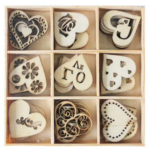 Набор деревянных украшений в коробочке Craft Premier "Сердечки"