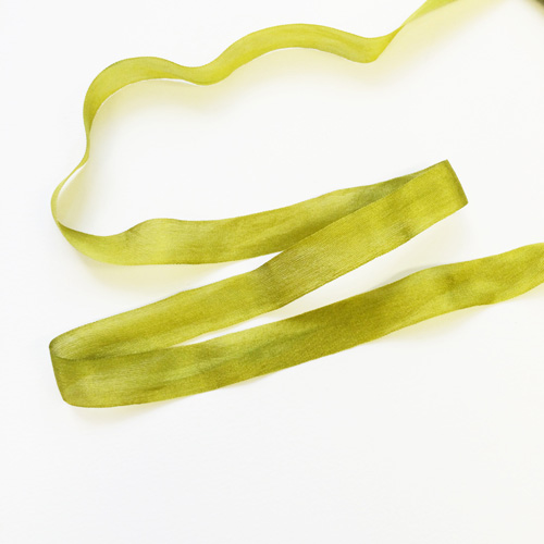Лента шёлковая 13 мм. Цвет оливковый