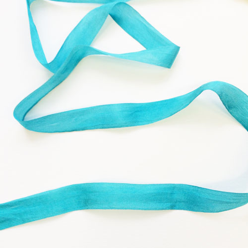 Лента шёлковая 13 мм. Цвет бирюзовый