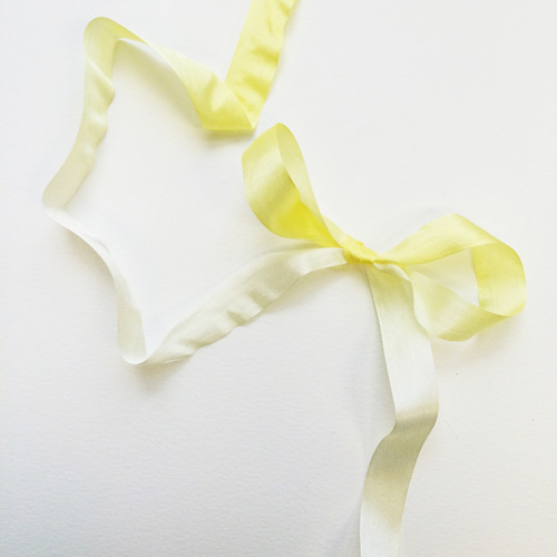 Лента шёлковая двухцветная 13 мм. Цвет жёлтый\бледно-желтый