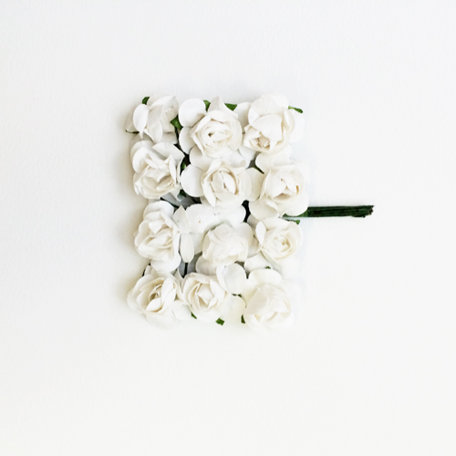 Букет роз бумажных 2 см, цвет белый, 12 шт