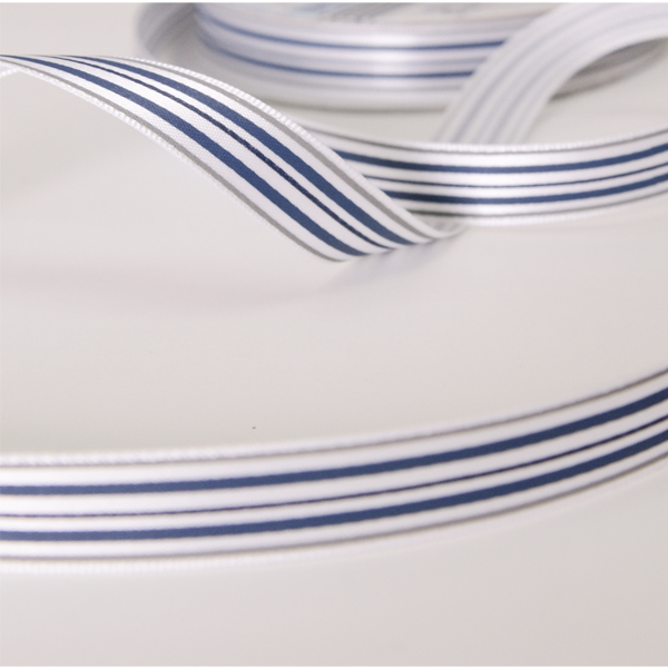 Лента атласная 12 мм с рисунком "Морская полоска"